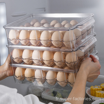 Boîte de rangement en plastique pour œufs empilables de grande taille